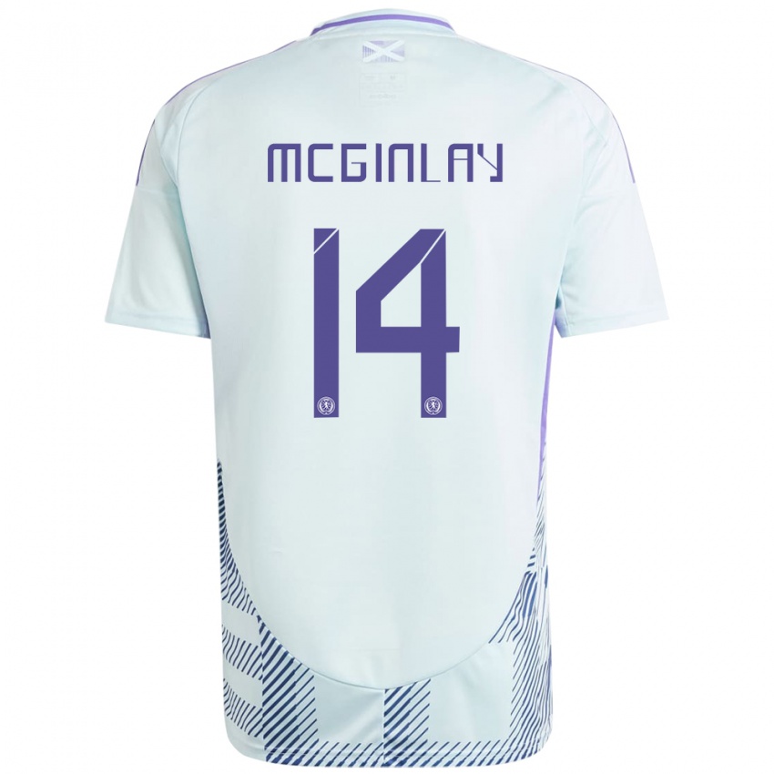 Criança Camisola Escócia Aiden Mcginlay #14 Azul Menta Claro Alternativa 24-26 Camisa Brasil