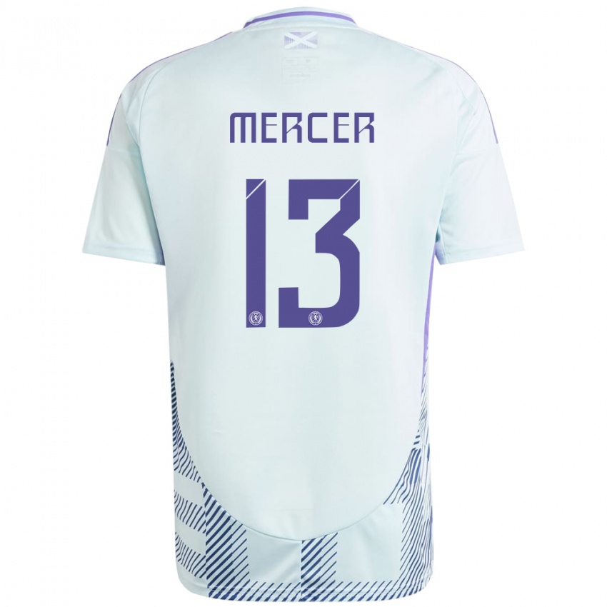 Criança Camisola Escócia Jamie Mercer #13 Azul Menta Claro Alternativa 24-26 Camisa Brasil