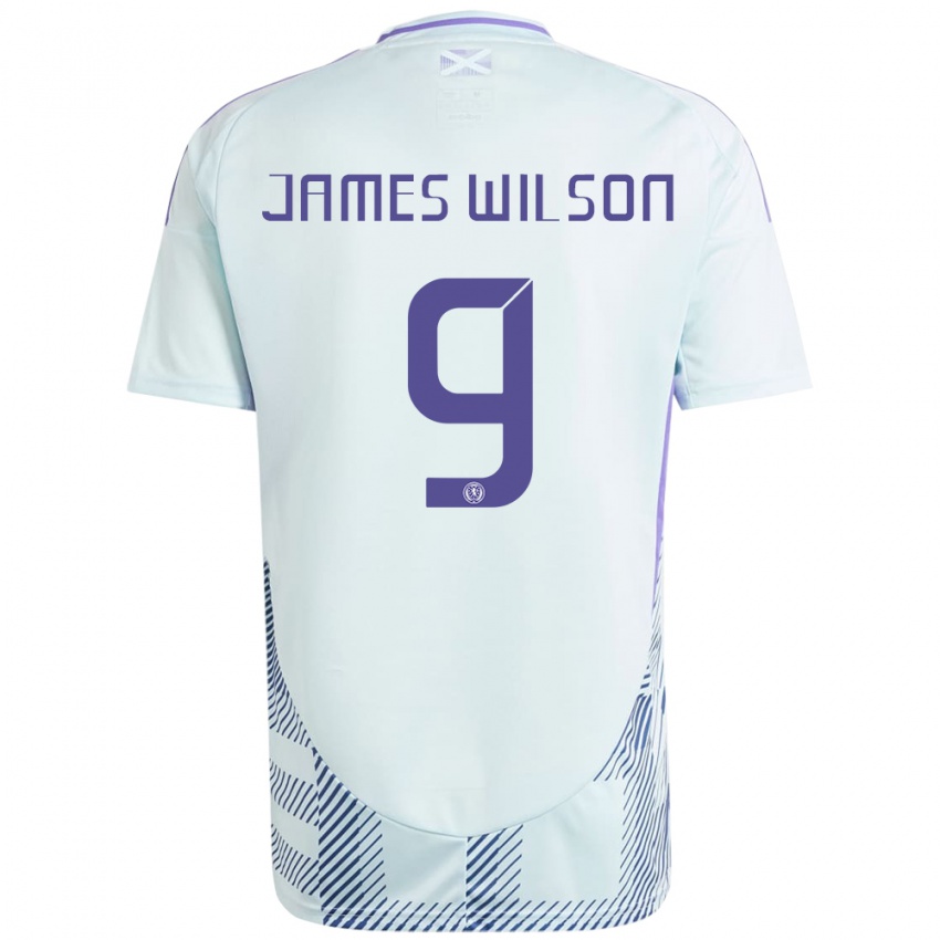 Criança Camisola Escócia James Wilson #9 Azul Menta Claro Alternativa 24-26 Camisa Brasil