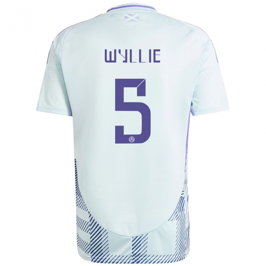 Criança Camisola Escócia Jack Wyllie #5 Azul Menta Claro Alternativa 24-26 Camisa Brasil