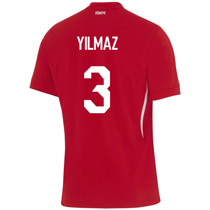 Criança Camisola Turquia Berkay Yılmaz #3 Vermelho Alternativa 24-26 Camisa Brasil