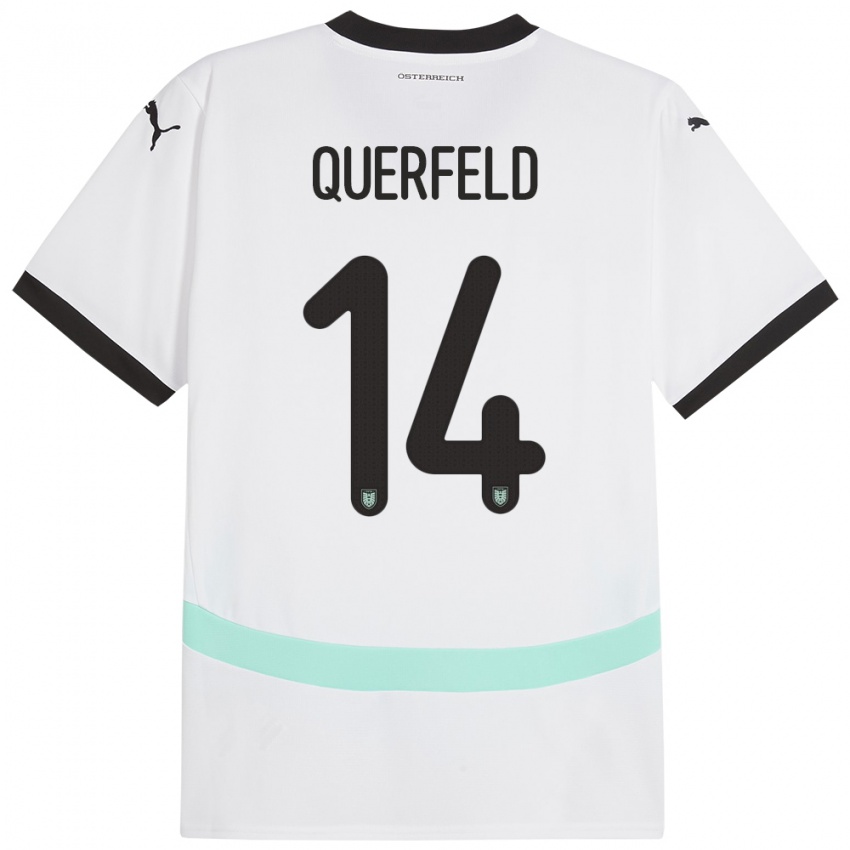 Criança Camisola Áustria Leopold Querfeld #14 Branco Alternativa 24-26 Camisa Brasil