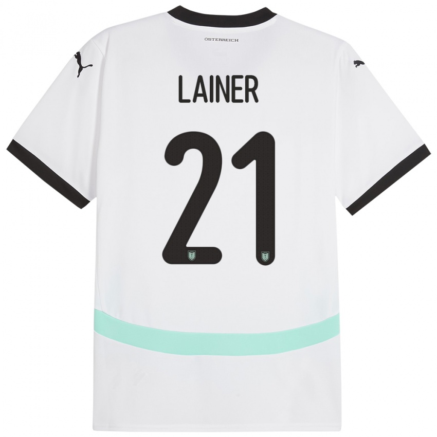 Criança Camisola Áustria Stefan Lainer #21 Branco Alternativa 24-26 Camisa Brasil