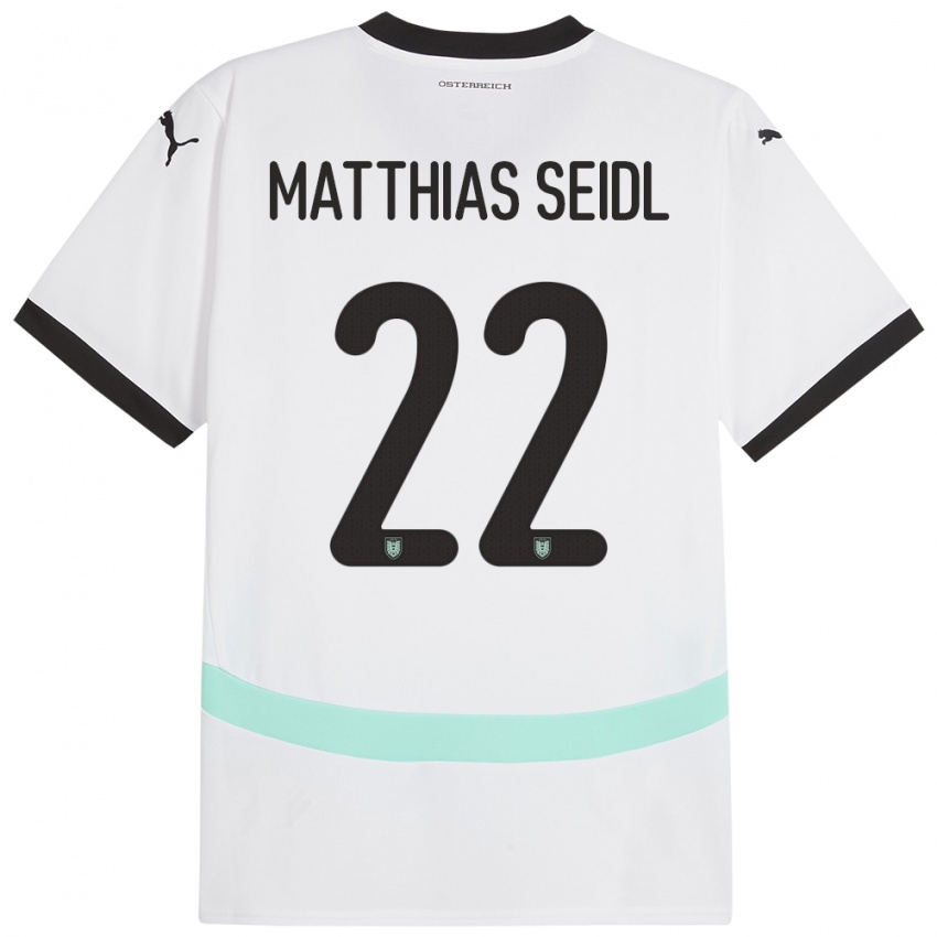 Criança Camisola Áustria Matthias Seidl #22 Branco Alternativa 24-26 Camisa Brasil