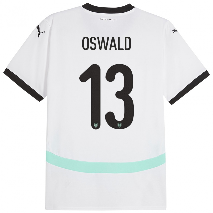 Criança Camisola Áustria Moritz Oswald #13 Branco Alternativa 24-26 Camisa Brasil