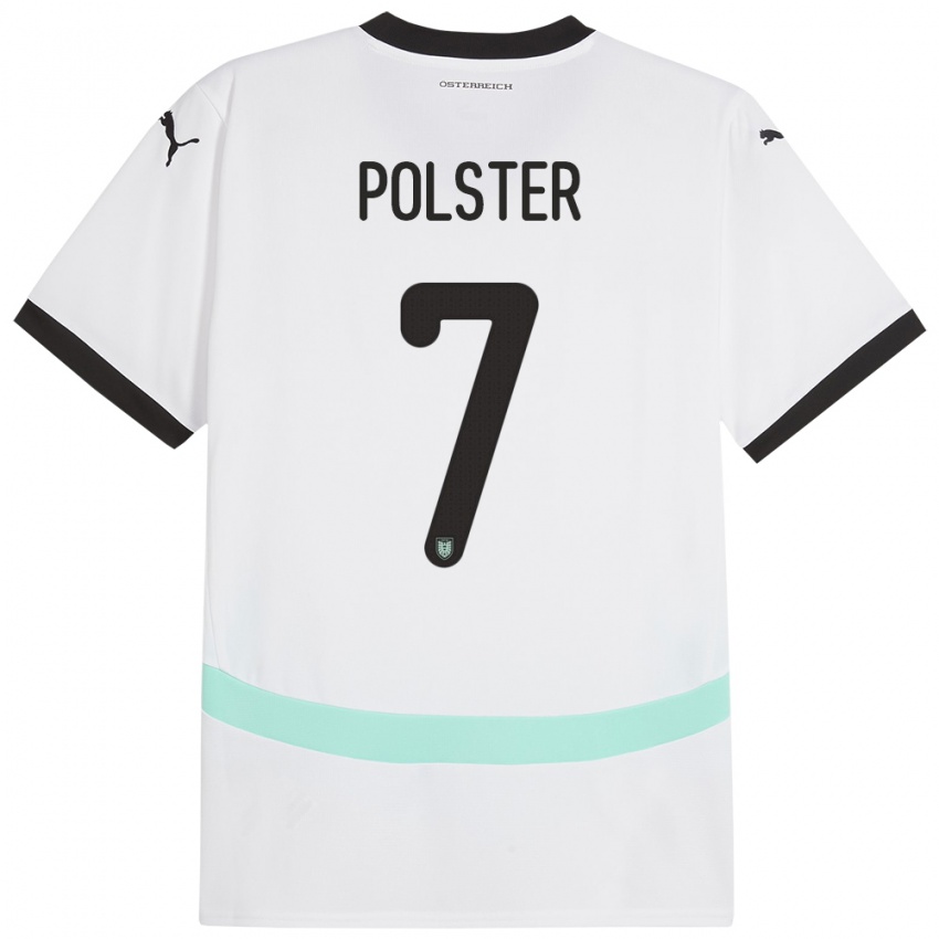 Criança Camisola Áustria Manuel Polster #7 Branco Alternativa 24-26 Camisa Brasil