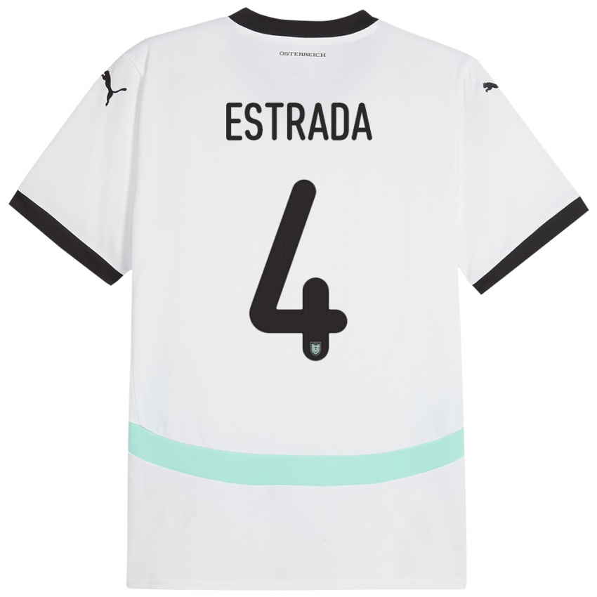 Criança Camisola Áustria Pascal Estrada #4 Branco Alternativa 24-26 Camisa Brasil