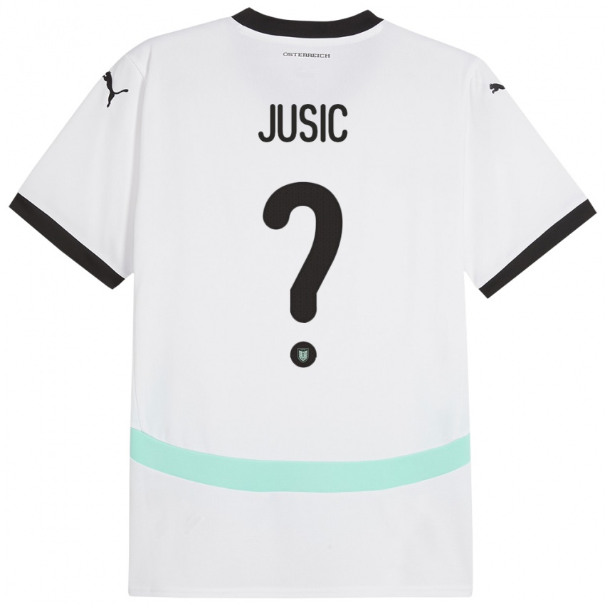 Criança Camisola Áustria Kenan Jusic #0 Branco Alternativa 24-26 Camisa Brasil