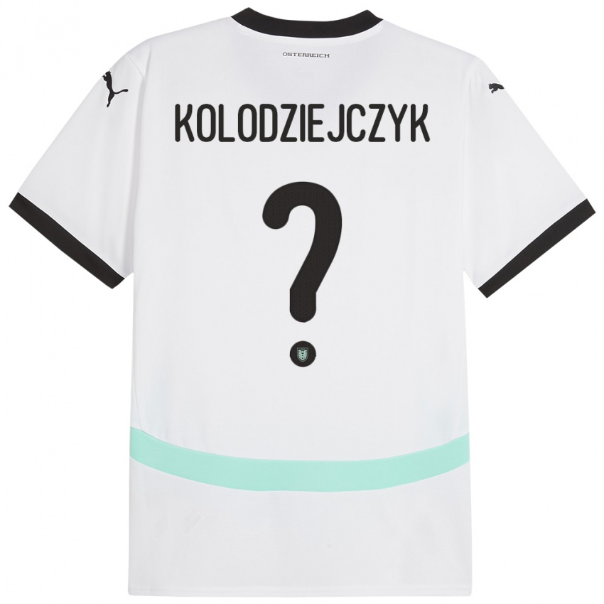 Criança Camisola Áustria Marek Kolodziejczyk #0 Branco Alternativa 24-26 Camisa Brasil