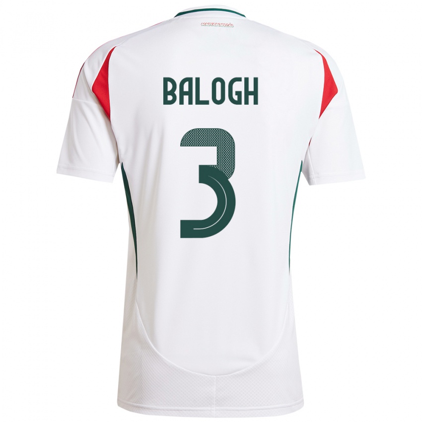 Criança Camisola Hungria Botond Balogh #3 Branco Alternativa 24-26 Camisa Brasil