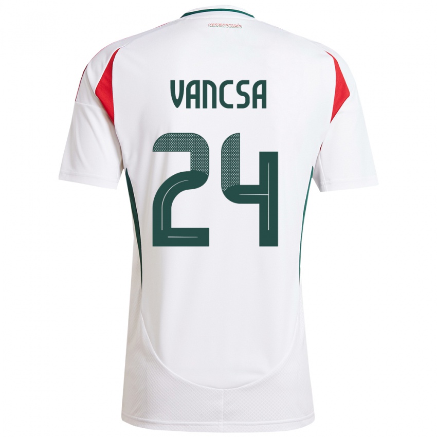 Criança Camisola Hungria Zalán Vancsa #24 Branco Alternativa 24-26 Camisa Brasil