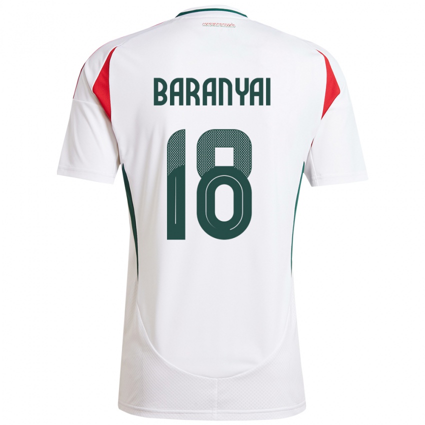 Criança Camisola Hungria Nimród Baranyai #18 Branco Alternativa 24-26 Camisa Brasil