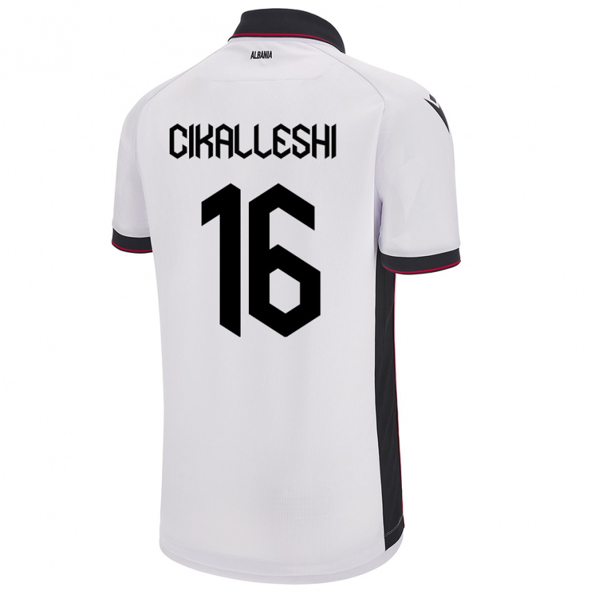 Criança Camisola Albânia Sokol Cikalleshi #16 Branco Alternativa 24-26 Camisa Brasil