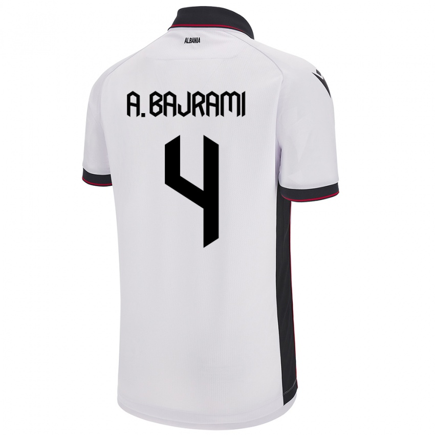 Criança Camisola Albânia Adrian Bajrami #4 Branco Alternativa 24-26 Camisa Brasil