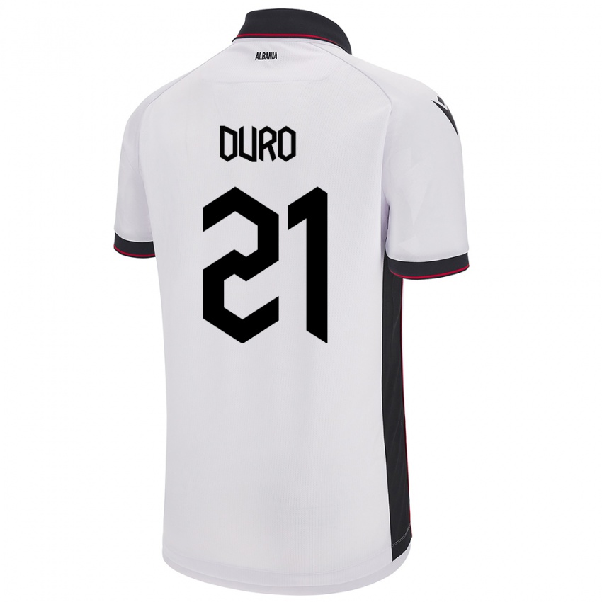 Criança Camisola Albânia Dejvi Duro #21 Branco Alternativa 24-26 Camisa Brasil