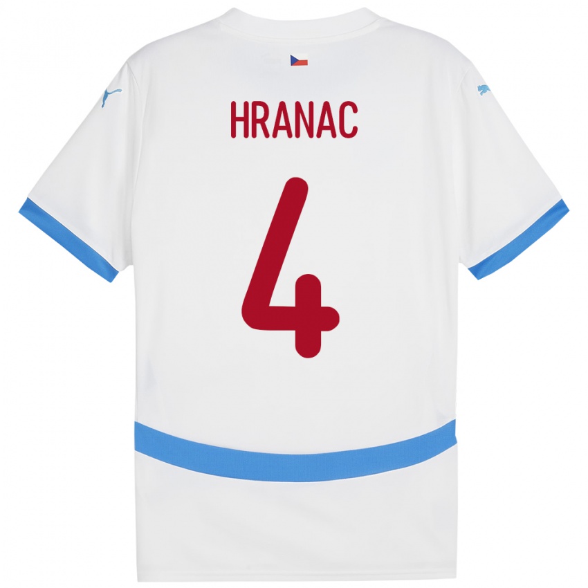 Criança Camisola República Checa Robin Hranac #4 Branco Alternativa 24-26 Camisa Brasil