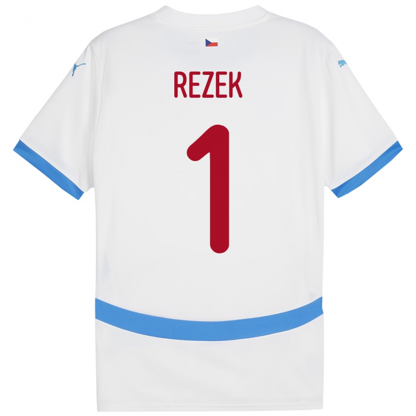Criança Camisola República Checa Adam Rezek #1 Branco Alternativa 24-26 Camisa Brasil