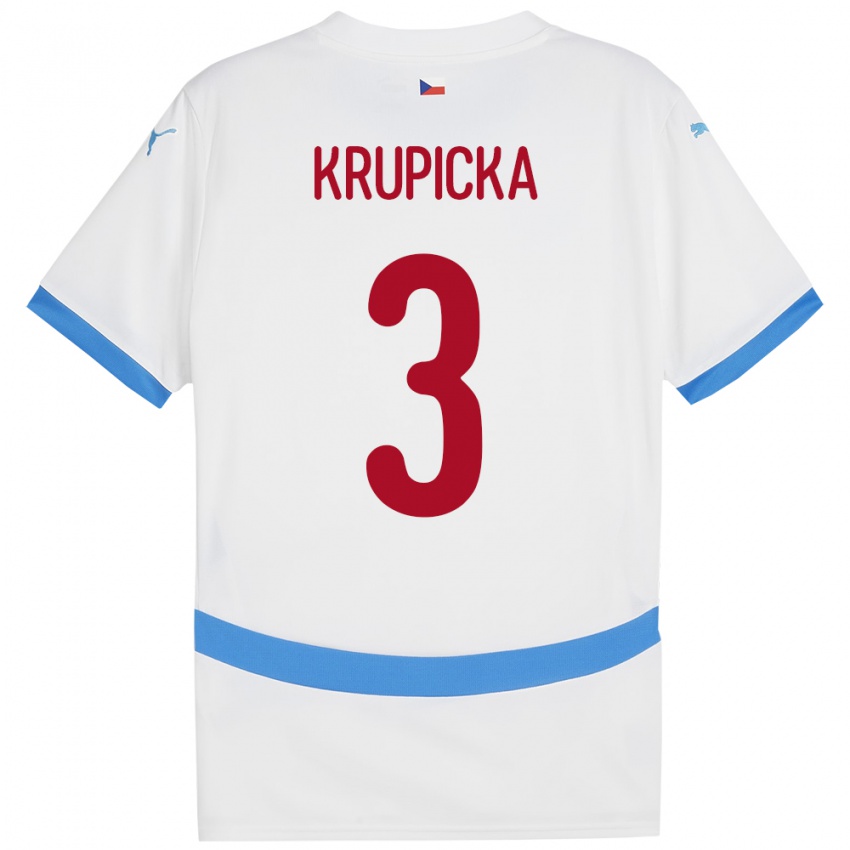 Criança Camisola República Checa David Krupicka #3 Branco Alternativa 24-26 Camisa Brasil