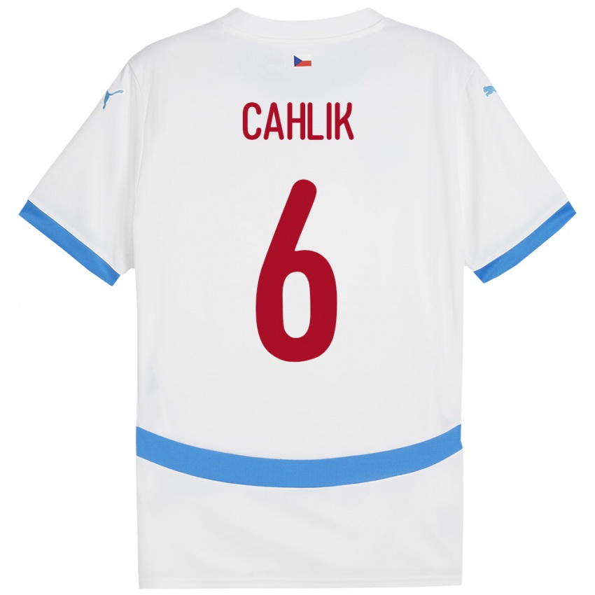 Criança Camisola República Checa Jakub Cahlik #6 Branco Alternativa 24-26 Camisa Brasil