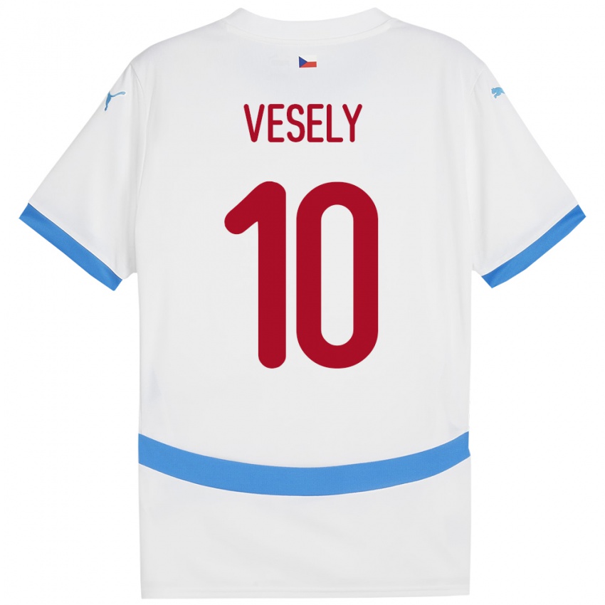 Criança Camisola República Checa David Vesely #10 Branco Alternativa 24-26 Camisa Brasil