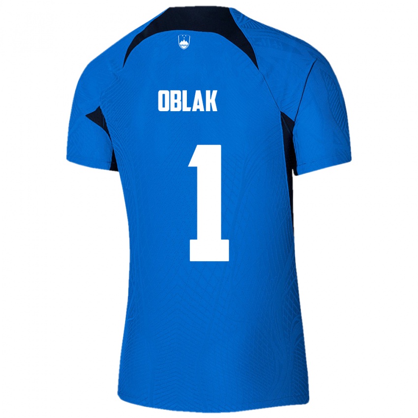 Criança Camisola Eslovênia Jan Oblak #1 Azul Alternativa 24-26 Camisa Brasil