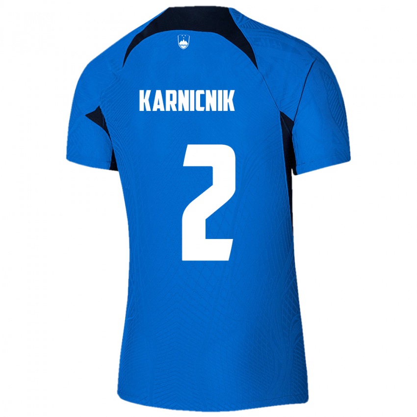 Criança Camisola Eslovênia Zan Karnicnik #2 Azul Alternativa 24-26 Camisa Brasil