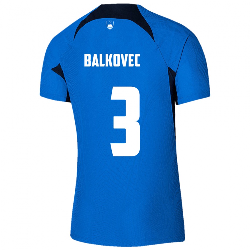 Criança Camisola Eslovênia Jure Balkovec #3 Azul Alternativa 24-26 Camisa Brasil