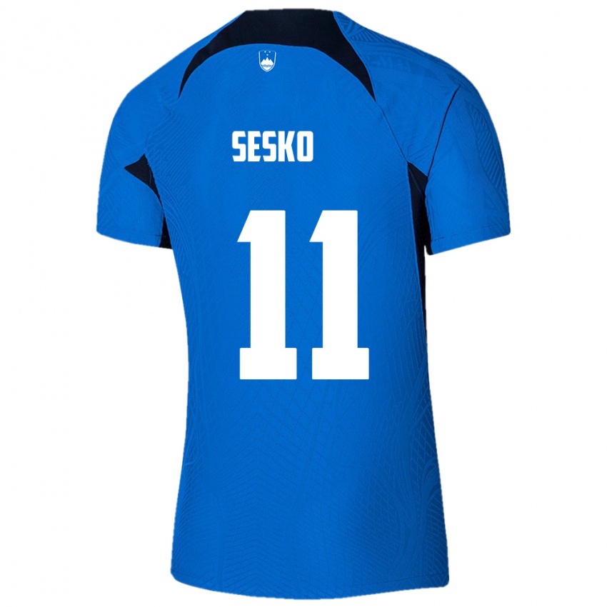 Criança Camisola Eslovênia Benjamin Sesko #11 Azul Alternativa 24-26 Camisa Brasil