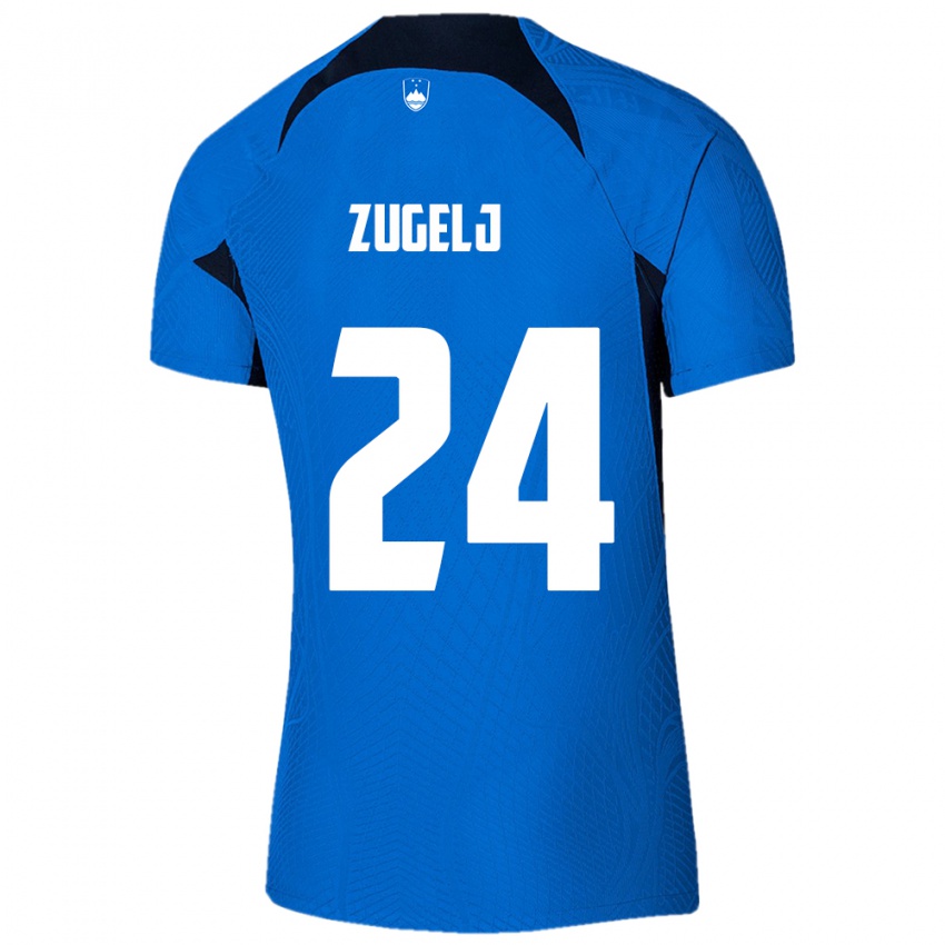 Criança Camisola Eslovênia Nino Zugelj #24 Azul Alternativa 24-26 Camisa Brasil