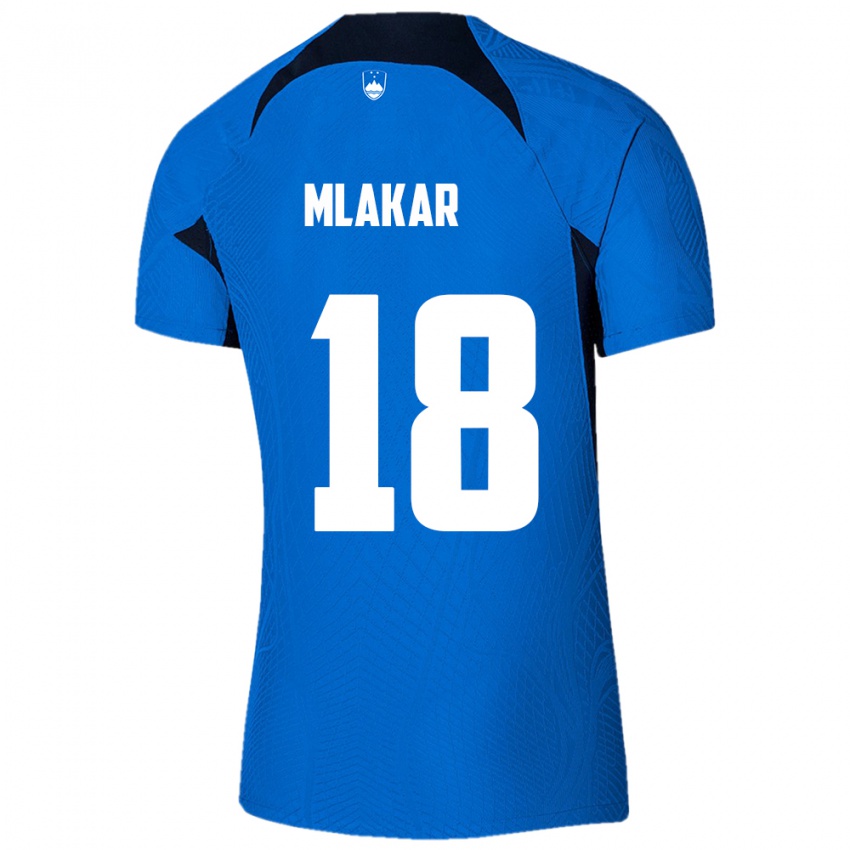 Criança Camisola Eslovênia Luka Mlakar #18 Azul Alternativa 24-26 Camisa Brasil