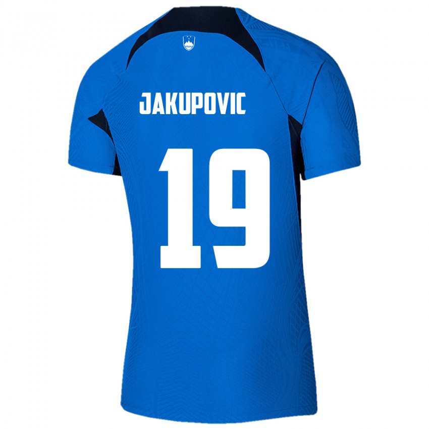 Criança Camisola Eslovênia Aldin Jakupovic #19 Azul Alternativa 24-26 Camisa Brasil