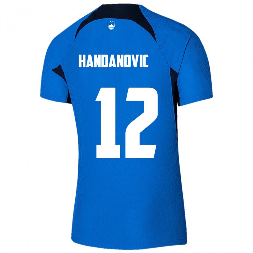 Criança Camisola Eslovênia Tanej Handanovic #12 Azul Alternativa 24-26 Camisa Brasil