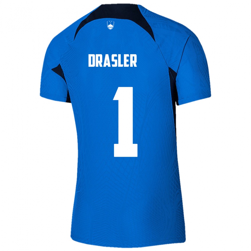 Criança Camisola Eslovênia Iztok Drasler #1 Azul Alternativa 24-26 Camisa Brasil