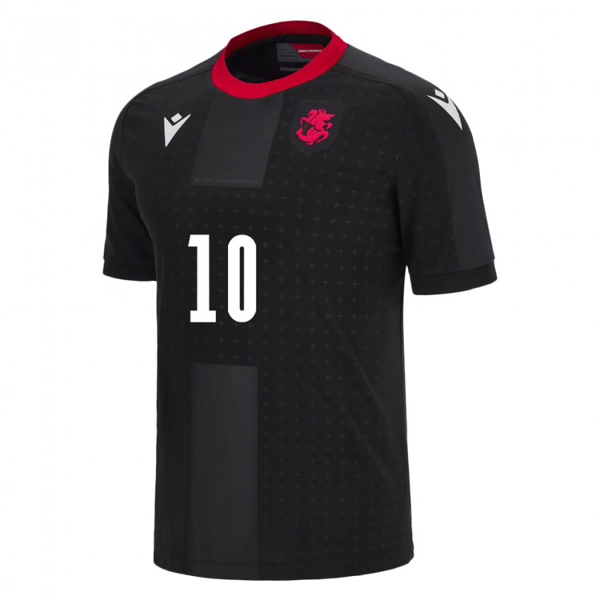 Criança Camisola Geórgia Nikoloz Kvelashvili #10 Preto Alternativa 24-26 Camisa Brasil