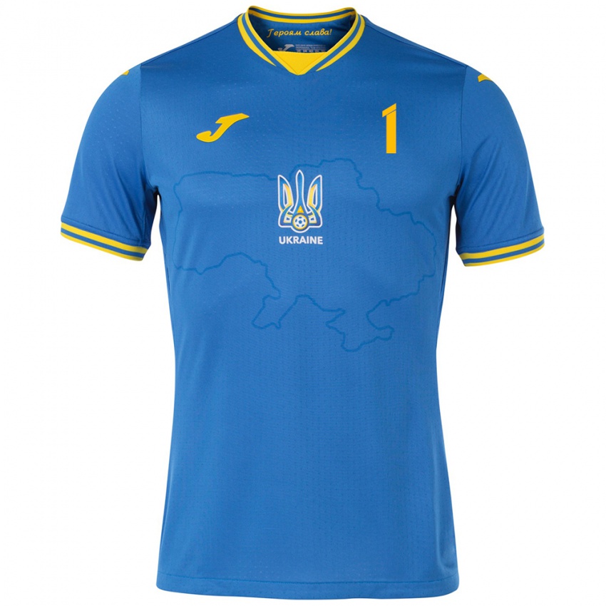 Criança Camisola Ucrânia Georgiy Bushchan #1 Azul Alternativa 24-26 Camisa Brasil