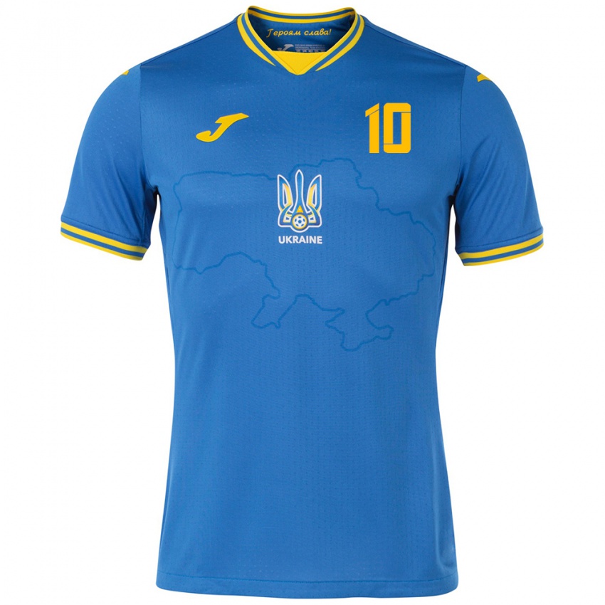 Criança Camisola Ucrânia Nazar Voloshyn #10 Azul Alternativa 24-26 Camisa Brasil