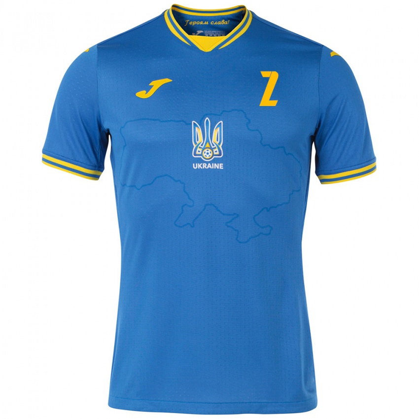 Criança Camisola Ucrânia Kostyantyn Vivcharenko #2 Azul Alternativa 24-26 Camisa Brasil