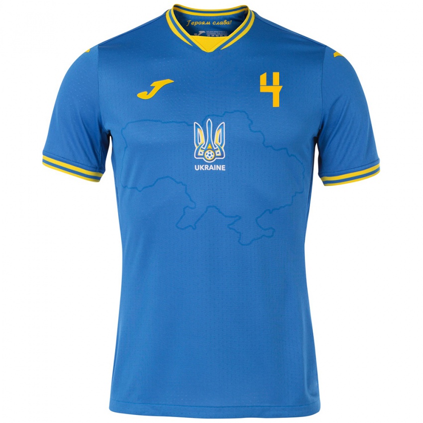 Criança Camisola Ucrânia Yana Kotyk #4 Azul Alternativa 24-26 Camisa Brasil