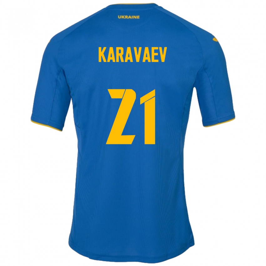 Criança Camisola Ucrânia Oleksandr Karavaev #21 Azul Alternativa 24-26 Camisa Brasil