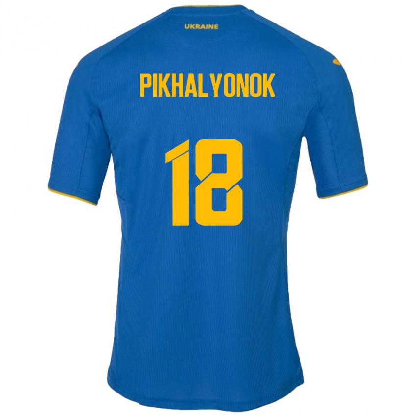 Criança Camisola Ucrânia Oleksandr Pikhalyonok #18 Azul Alternativa 24-26 Camisa Brasil