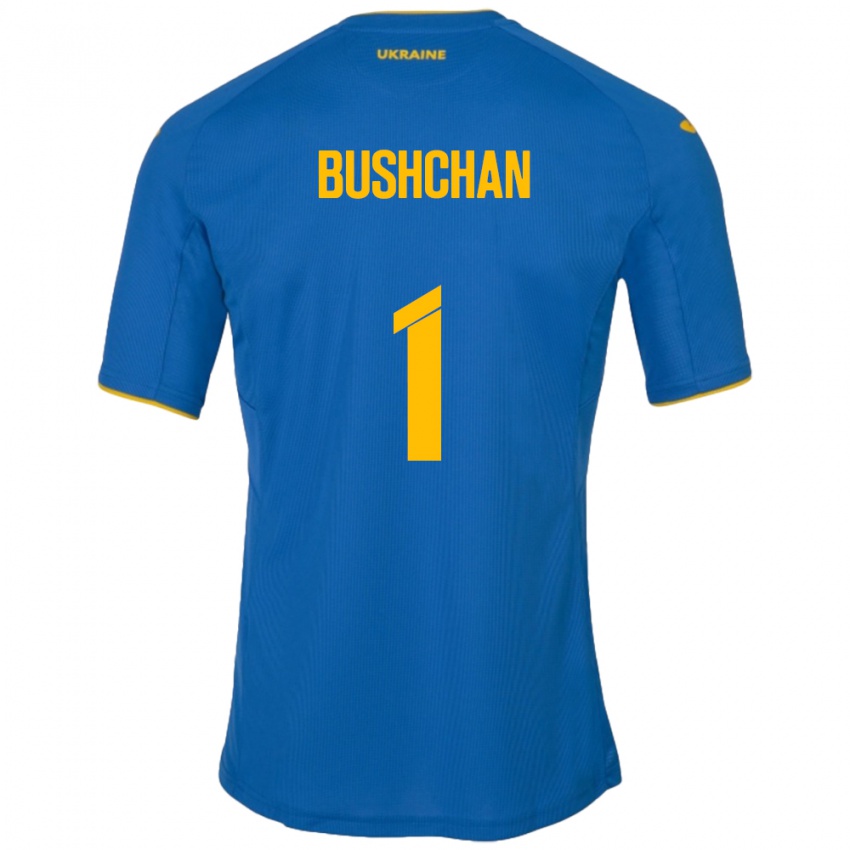 Criança Camisola Ucrânia Georgiy Bushchan #1 Azul Alternativa 24-26 Camisa Brasil