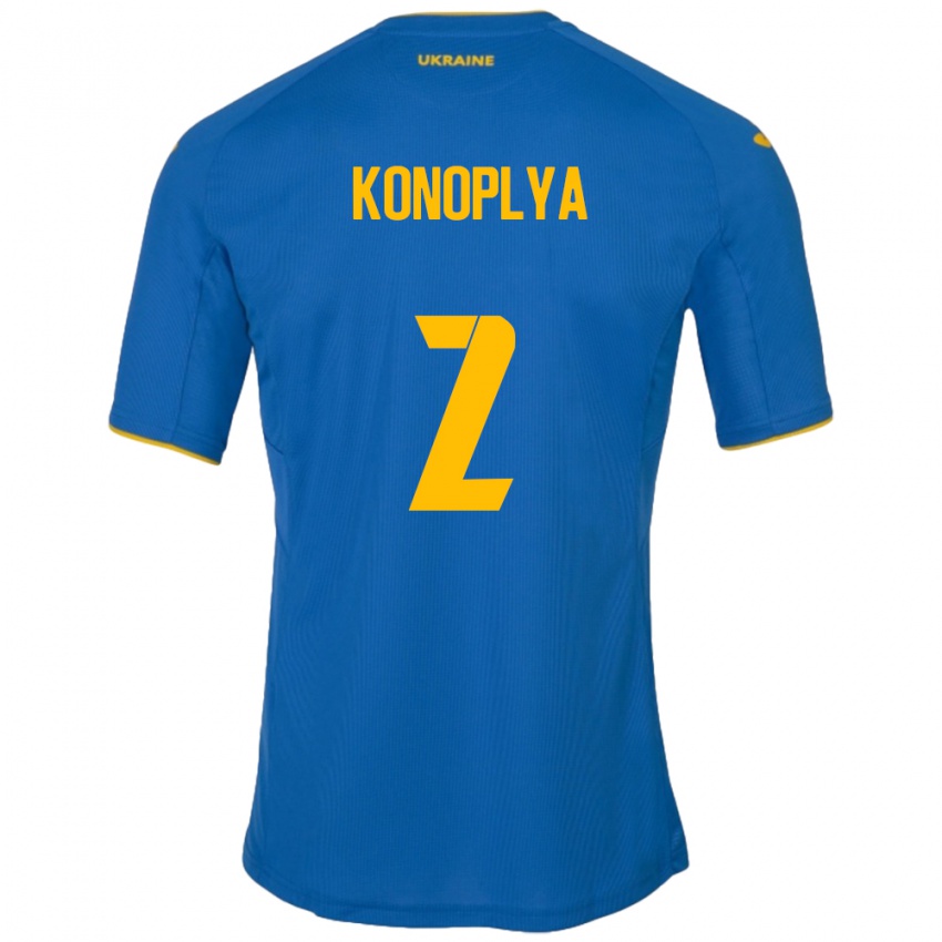 Criança Camisola Ucrânia Yukhym Konoplya #2 Azul Alternativa 24-26 Camisa Brasil