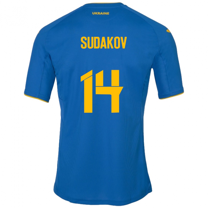 Criança Camisola Ucrânia Georgiy Sudakov #14 Azul Alternativa 24-26 Camisa Brasil