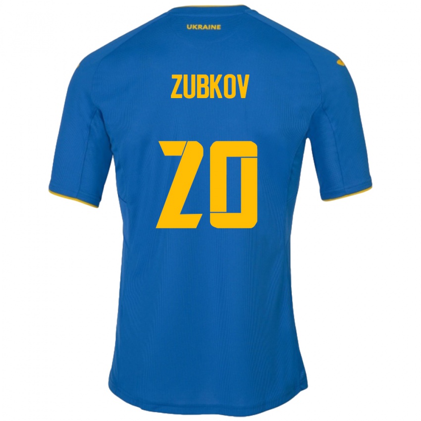 Criança Camisola Ucrânia Oleksandr Zubkov #20 Azul Alternativa 24-26 Camisa Brasil