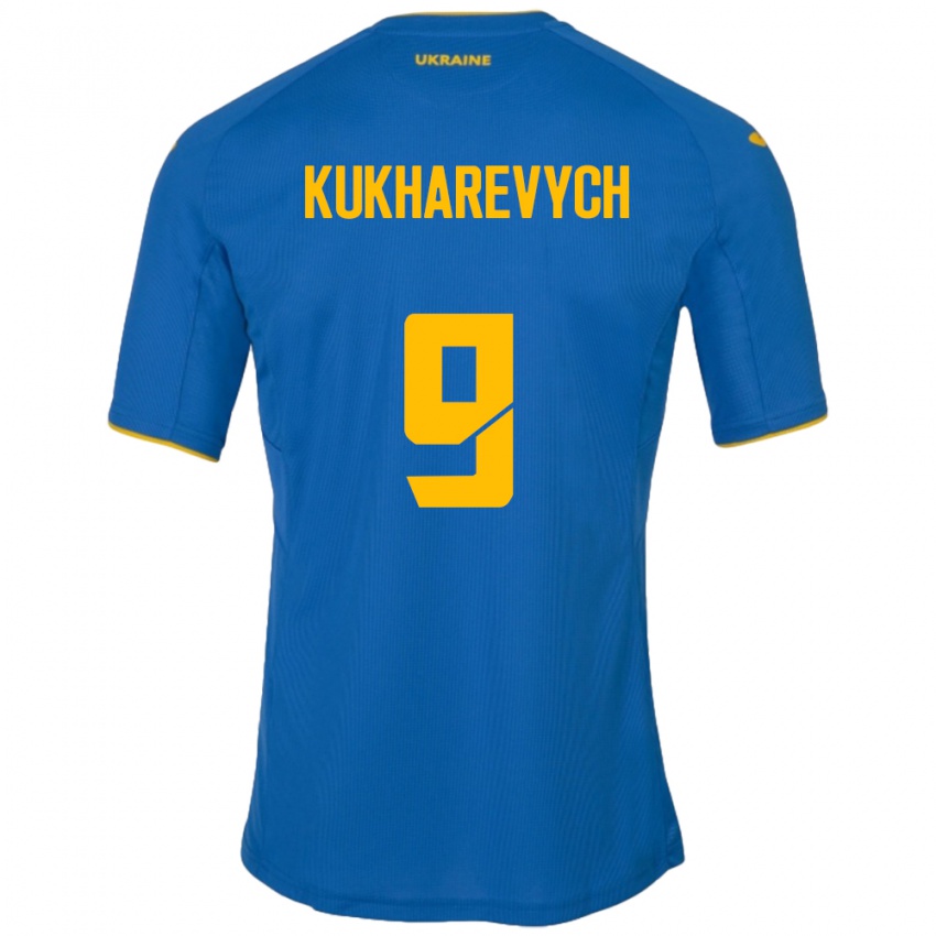 Criança Camisola Ucrânia Mykola Kukharevych #9 Azul Alternativa 24-26 Camisa Brasil