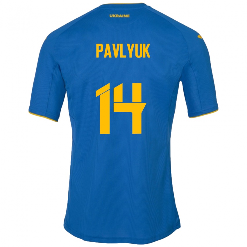Criança Camisola Ucrânia Yevgen Pavlyuk #14 Azul Alternativa 24-26 Camisa Brasil