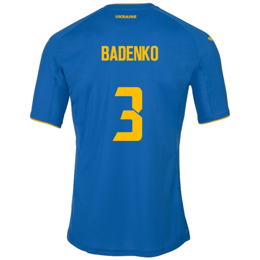 Criança Camisola Ucrânia Ilya Badenko #3 Azul Alternativa 24-26 Camisa Brasil