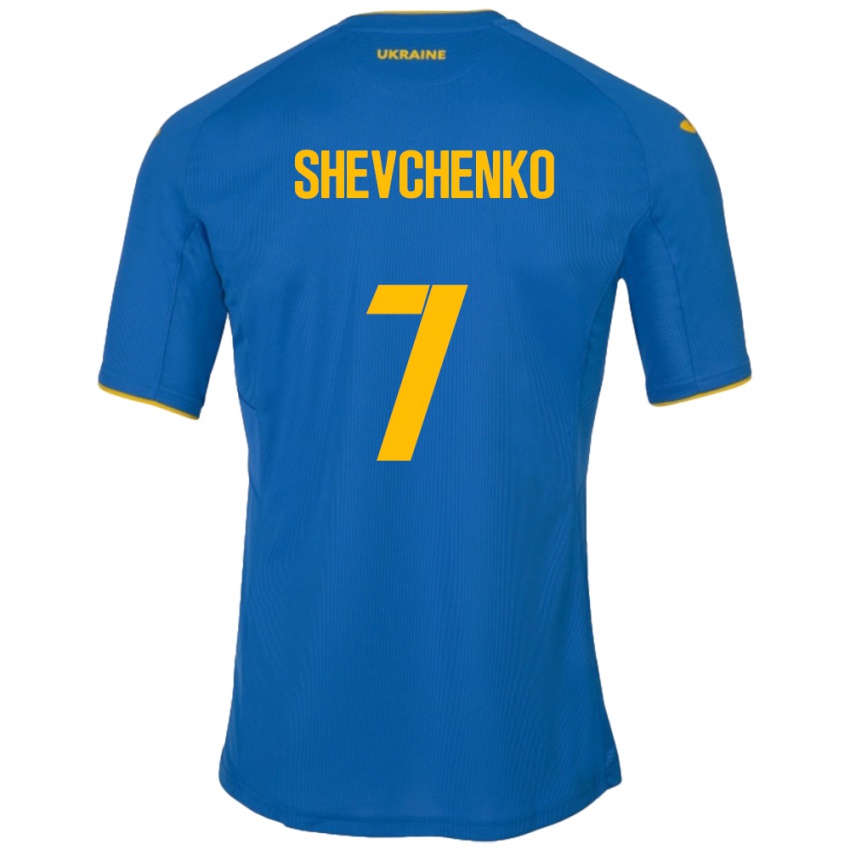 Criança Camisola Ucrânia Kristian Shevchenko #7 Azul Alternativa 24-26 Camisa Brasil