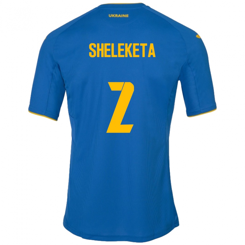 Criança Camisola Ucrânia Mykyta Sheleketa #2 Azul Alternativa 24-26 Camisa Brasil