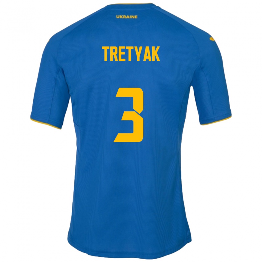 Criança Camisola Ucrânia Demyan Tretyak #3 Azul Alternativa 24-26 Camisa Brasil